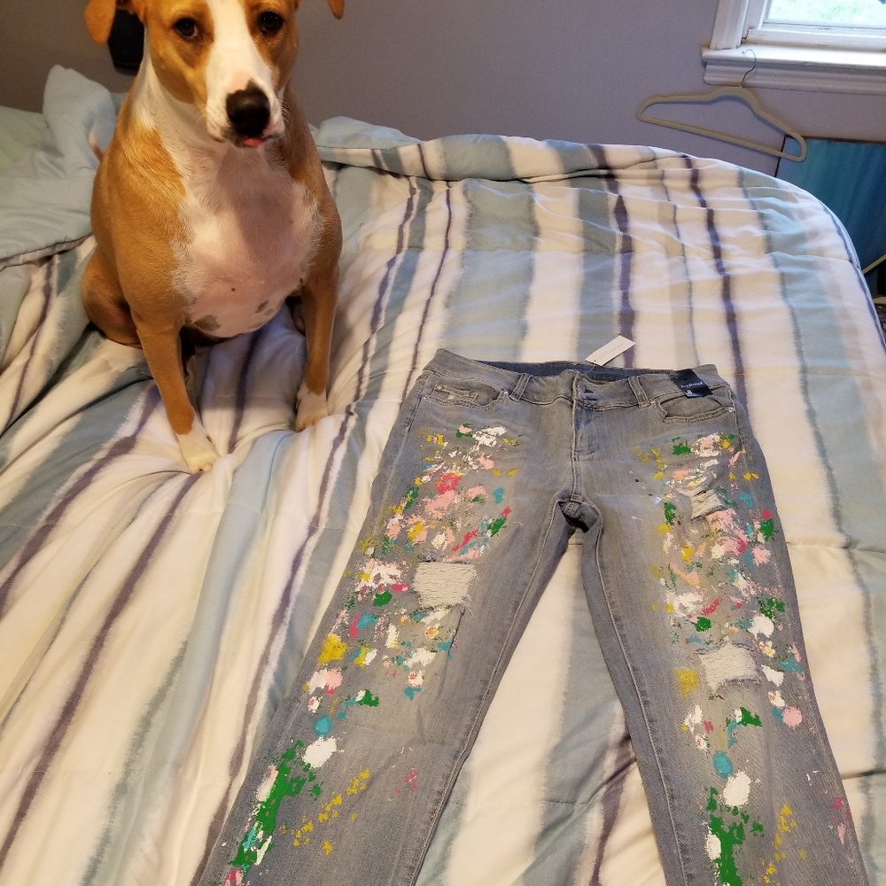 NY & Co Paint Splatter Jeans With Stretch sz 10 - Picture 7 of 8